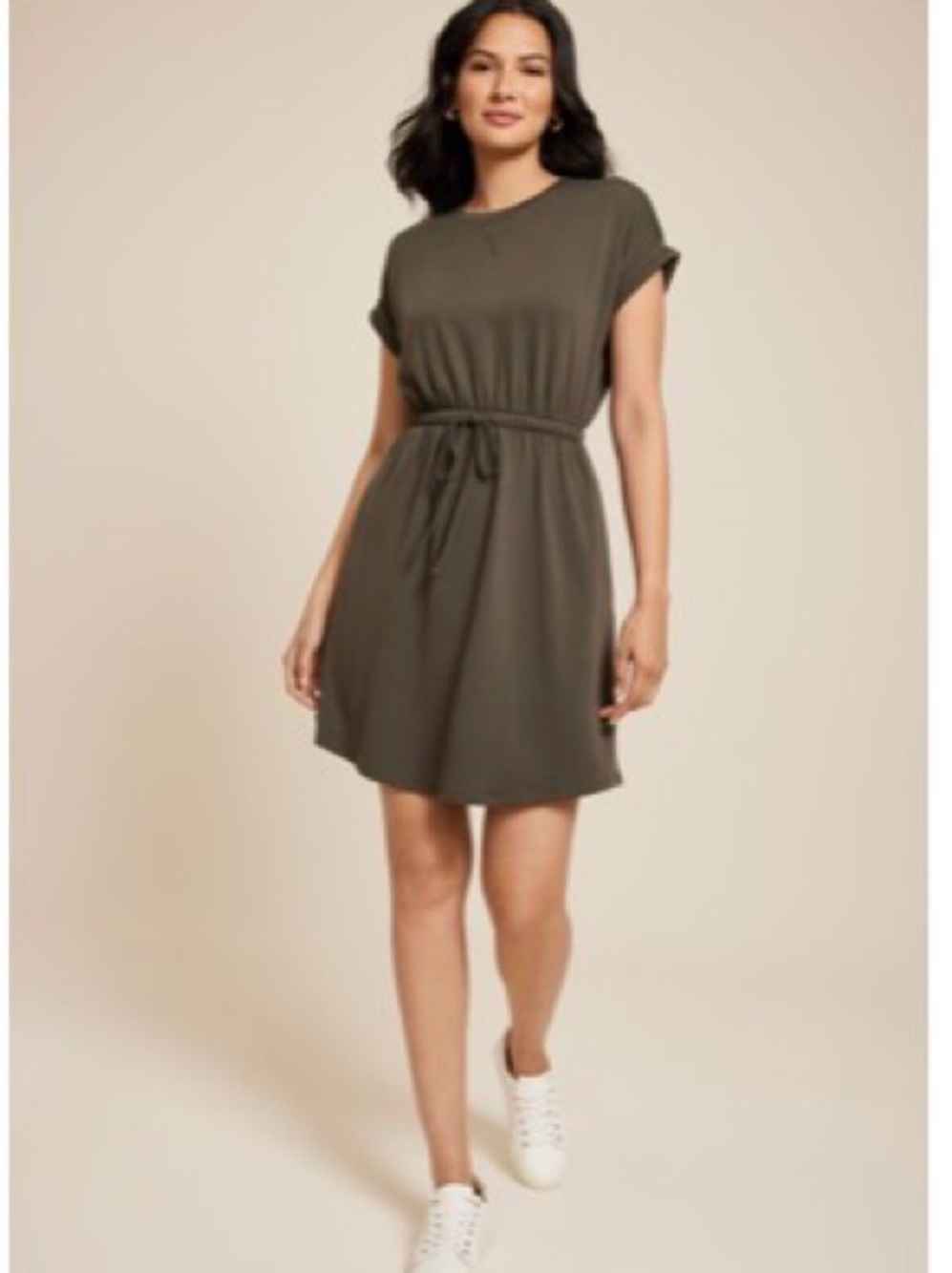 Maurices Casual Olive Drawstring Waist Dress - size small
